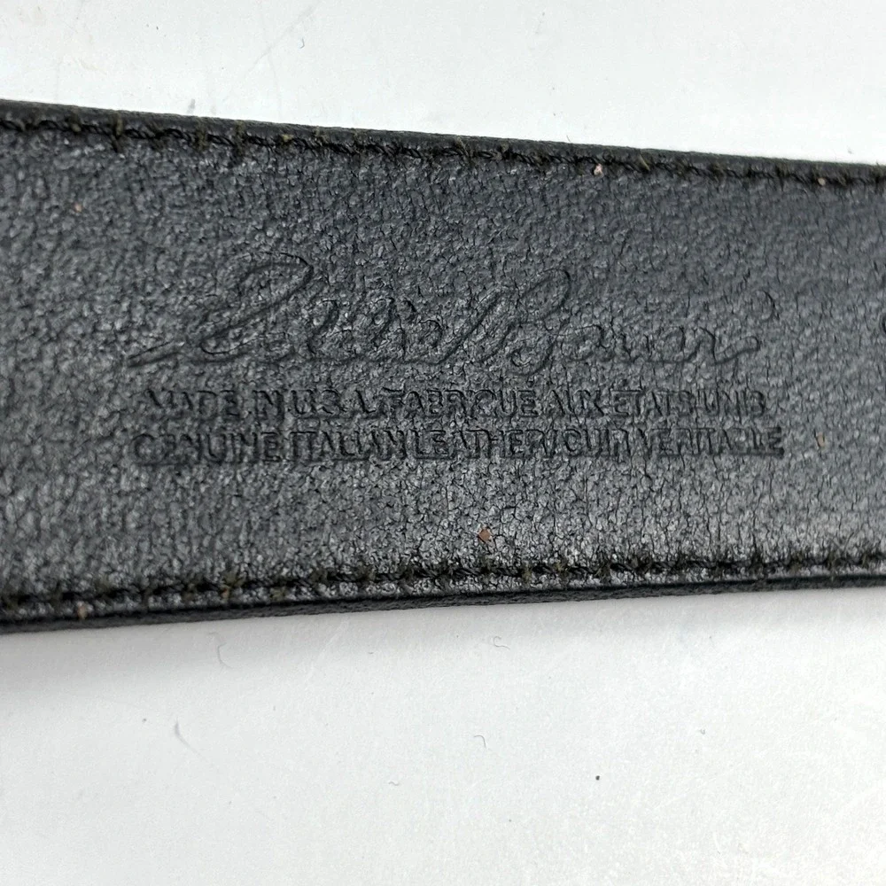 Eddie Bauer Belt Mens XL Black Italian Leather Solid Brass USA Heritage Classic